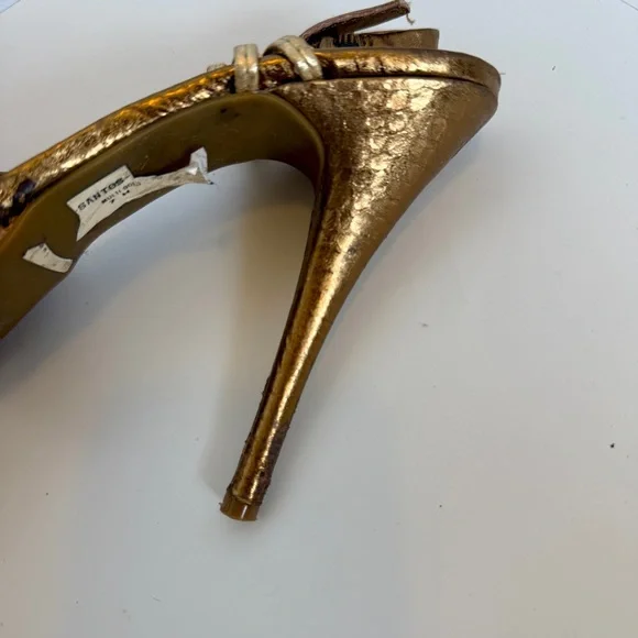 BCBG Gold Strappy Cork Platform Heels, Size 7 - Picture 10 of 11